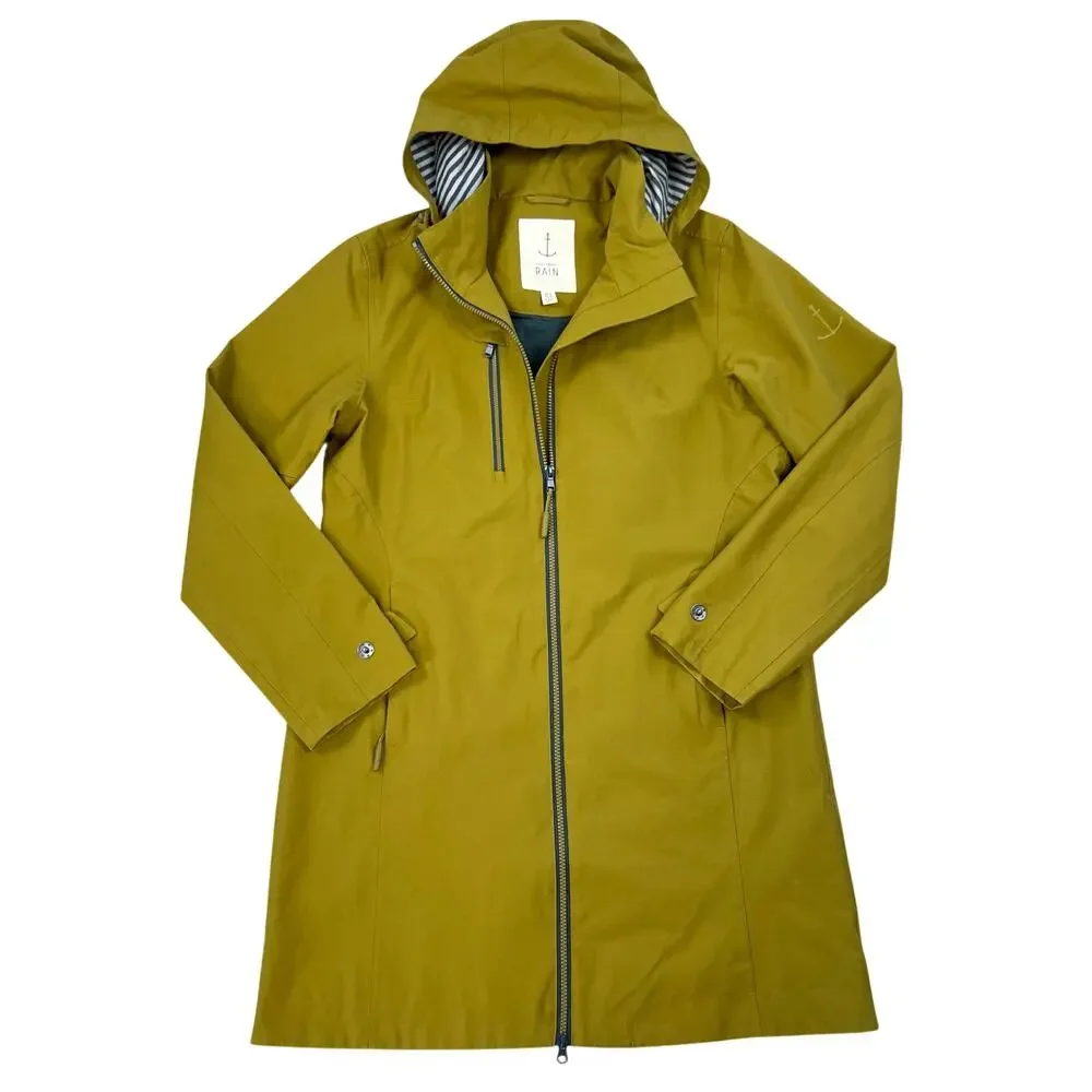 Seasalt Cornwall RAIN Coverack Waterproof Yellow Green Pear Rain Coat Jacket (8) - Picture 2 of 16